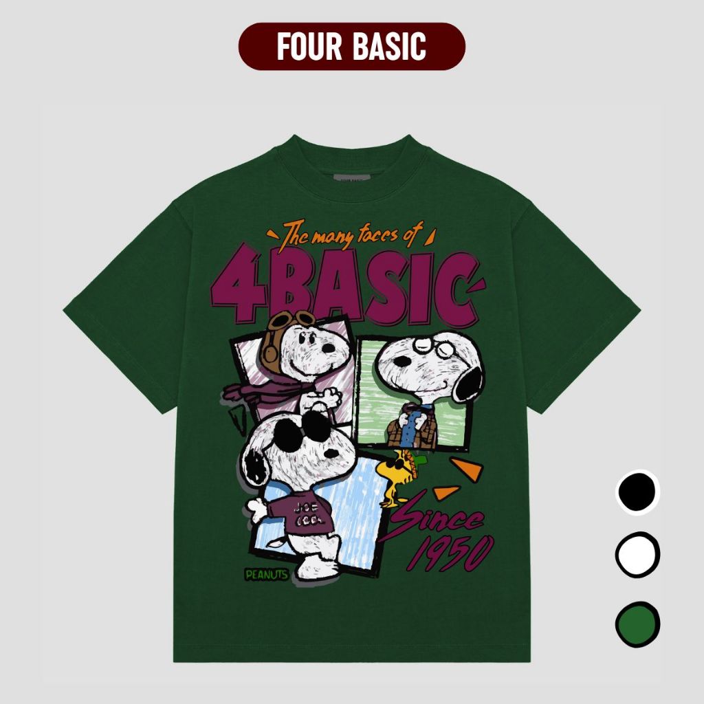 Áo Thun FOUR BASIC Snoop 4Basic Fullbox Phông Streetwear Cổ Tròn Nam Nữ 100% Cotton Oversize T177