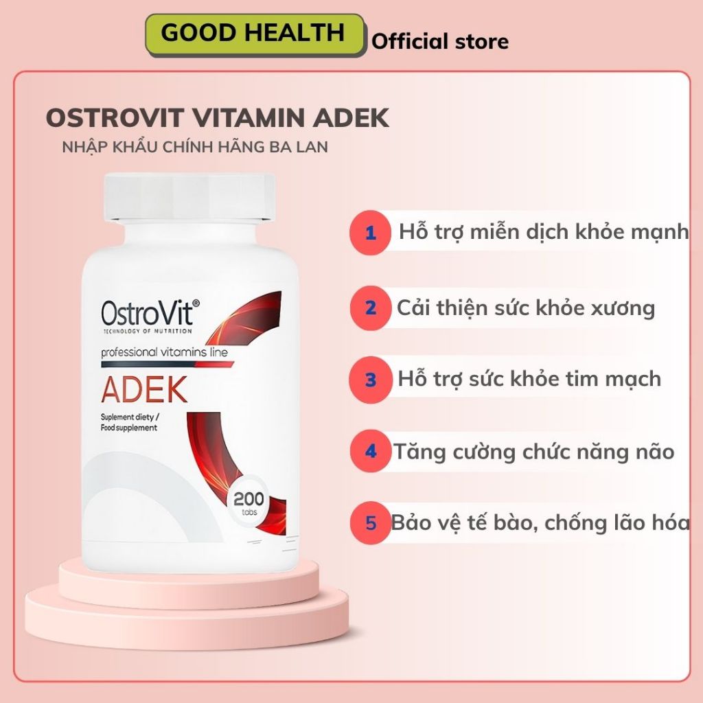 Ostrovit Vitamin ADEK - Viên uống bổ sung Vitamin A, D, K, E, hỗ trợ sức khỏe toàn diện