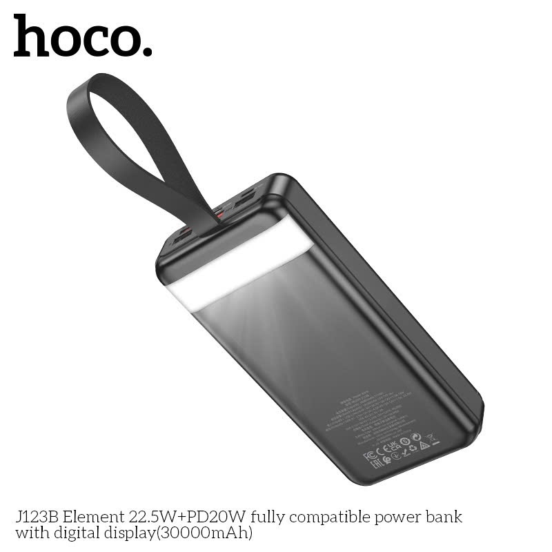 Sạc dự phòng 30000mah Hoco J123B sạc nhanh 2 cổng USB QC 3.0 22.5W và 1 cổng TypeC PD 20W
