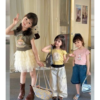  A25- tomnaukid  Áo thun cộc tay Croptop cho bé gái thun bozip cotton size từ 9-35Kg 