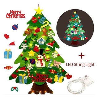 Cây thông Noel dán tường kèm led vải nỉ vải dạ 32c chi tiết trang trí bé sáng tạo tự làm trang trí dịp Giáng Sinh