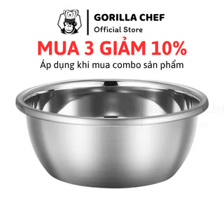  Thau inox sâu lòng 18-32cm Gorilla Chef chậu inox cao cấp dày dặn có viền cầm tay 