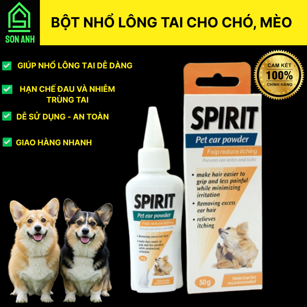 Bột Nhổ Lông Tai Cho Chó Mèo Spirit 50g