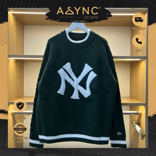   Auth  Áo Knit Sweater Len Nỉ Tay Dài New Era x MIb NY New York Yankees Rêu Viền Trắng Unisex 12142450 - Async Studio 