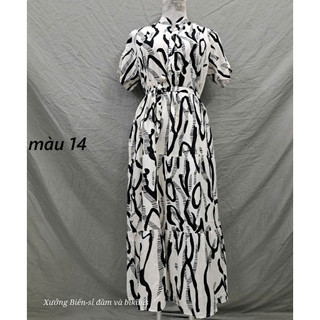 Đầm cổ trụ ráp tầng,from dài - suông, bigsize 50-75 kg