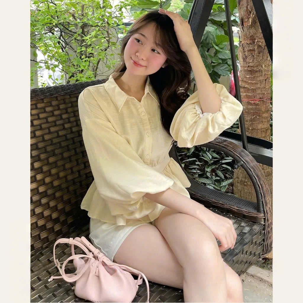Áo Sơmi Bo Eo Lưng Chun Tay Bồng Cúc Dọc Đũi Hàn 20 THÁNG 05 SHOP MA4226 | BigBuy360 - bigbuy360.vn