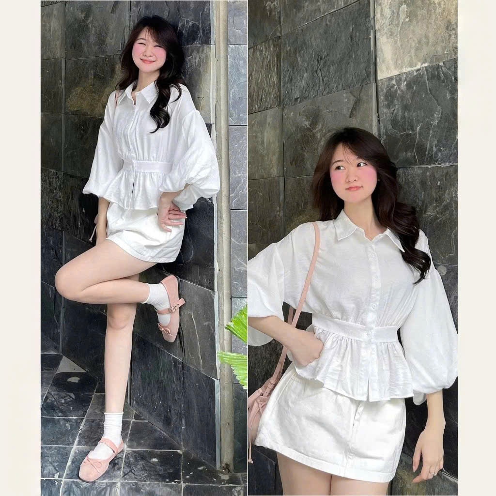 Áo Sơmi Bo Eo Lưng Chun Tay Bồng Cúc Dọc Đũi Hàn 20 THÁNG 05 SHOP MA4226 | BigBuy360 - bigbuy360.vn