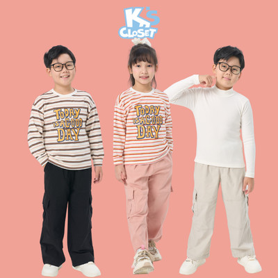 Quần Gió Dài K'S CLOSET Dáng Xuông Chất Liệu Vải Polyester Cho Bé Gái Và Bé Trai (2-14 tuổi) từ 11kg-56kg KT043FIF