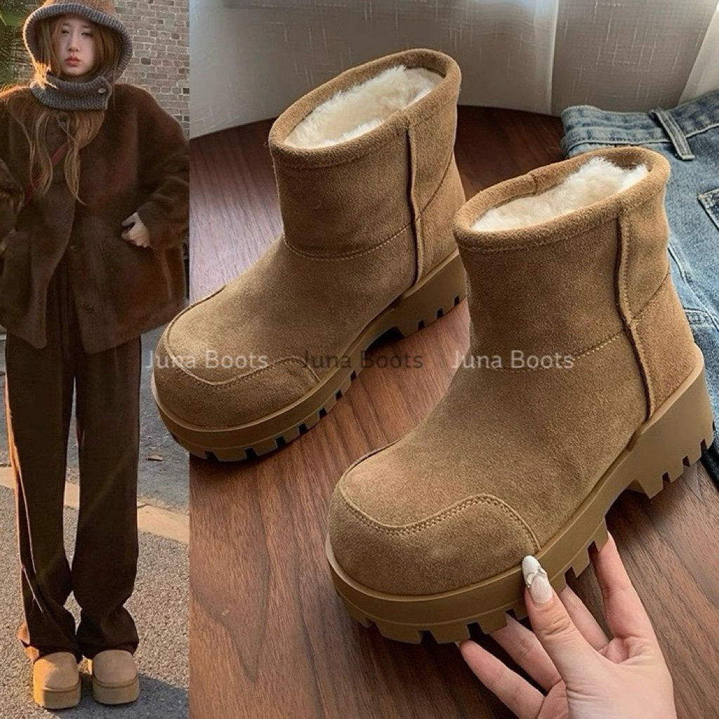 [ Form Cực Bé ] Giày bốt đi tuyết nữ cổ ngắn thời trang Thu Đông cuttee - Giày Boots nữ 2026 UGG