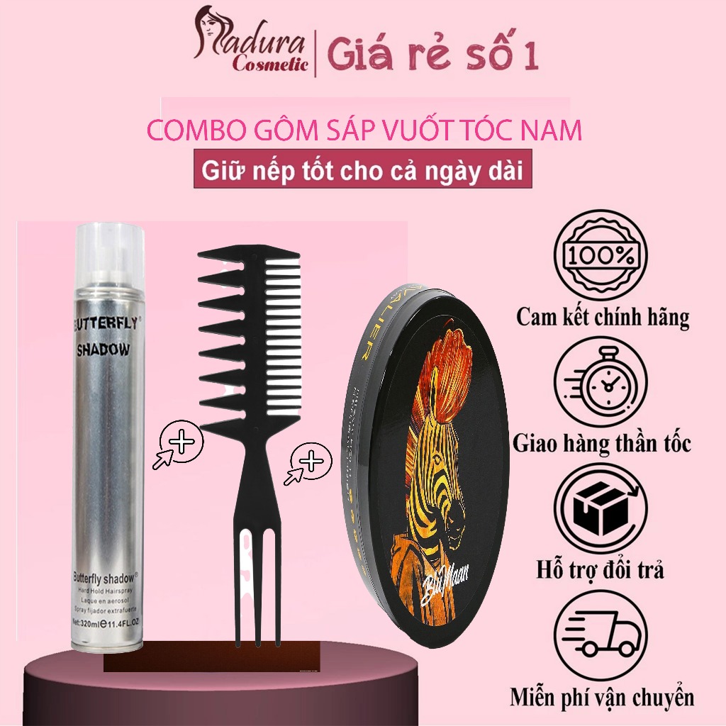 COMBO GÔM SHADOW CHÍNH HÃNG VÀ SÁP BLUMAN VÀNG - NẮP NHỰA - SÁP CỨNG VÀ GIỮ NẾP SIÊU ĐỈNH