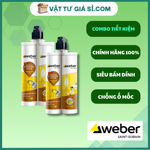 Combo 2 Bộ Keo Chà Ron Epoxy 2 Thành Phần Weber Chính Hãng, Keo Chít mạch Epoxy Weber