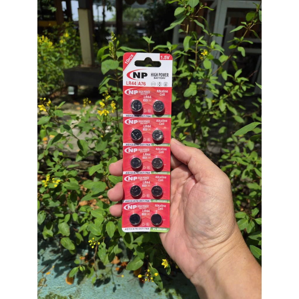 Vỉ 10 viên pin LR44 / L1154F / AG13  / G13 / L1154 / A76 NP Alkaline 1.5V - Chính hãng