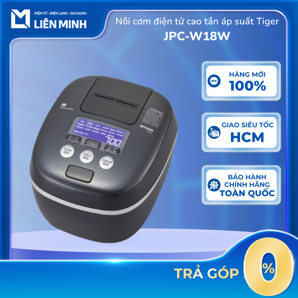 [Hỏa Tốc HCM] JPC-W18W - Nồi Cơm Điện Tử Cao Tần Áp Suất 1.8 Lít TIGER W18W