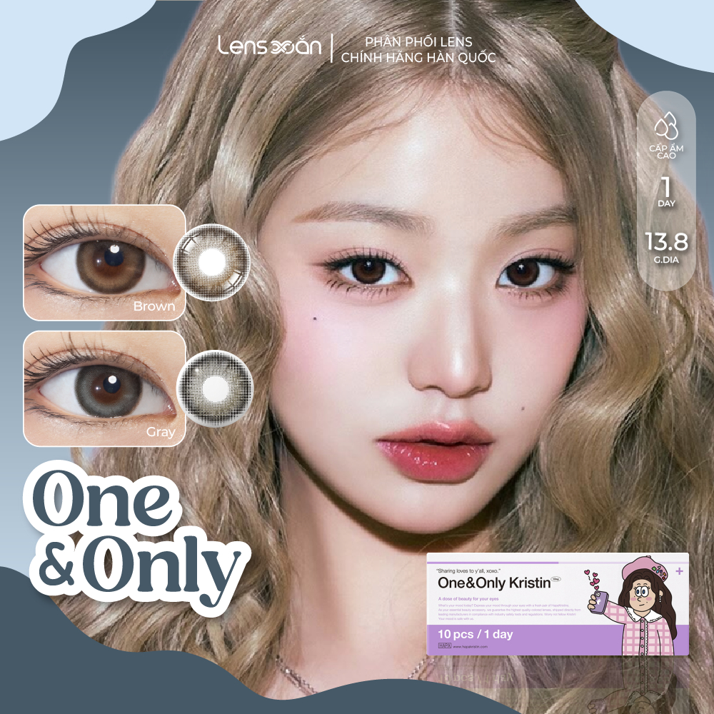 LENS 1 NGÀY Jang Wonyoung LENS XOẮN kính áp tròng cận tự nhiên nâu xám tây có viền highlight 14.5 HAPAKRISTIN ONE&ONLY