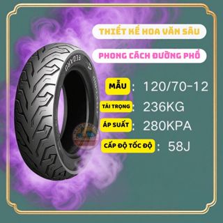  Lốp Xe Điện không săm 120 70-12 130  70-12 Xe Máy Điện 12inch loại dày vân đẹp phong cách đường phố 