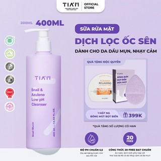  Sữa Rửa Mặt Dịch Lọc Ốc Sên Làm Dịu Và Phục Hồi Dành Cho Da Nhạy Cảm TIA’M Snail & Azulene Low pH Cleanser 400ml 
