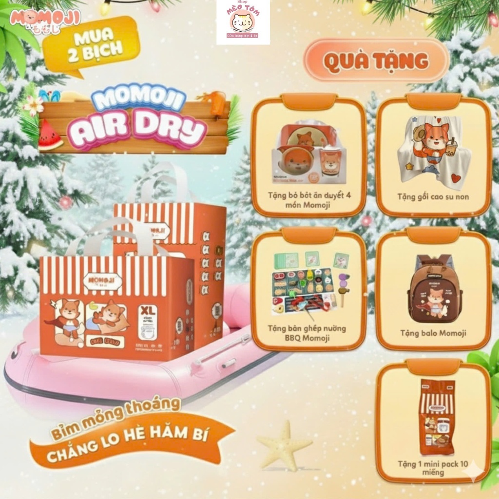 [TẶNG QUÀ] Combo 2 Bịch Tã Bỉm Momoji Air Dry Chính hãng Cao cấp đủ size NB/S/M/L/XL/XXL/3XL