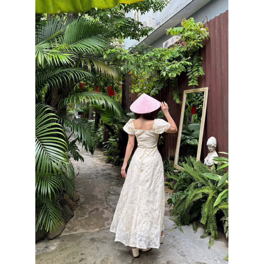 [BÈO BÉO BIGSIZE ] VÁY THIẾT KẾ MIDI NUDE REN HOA NỔI DÁNG XOÈ FORM BIGSIZE 60-90KG | BigBuy360 - bigbuy360.vn