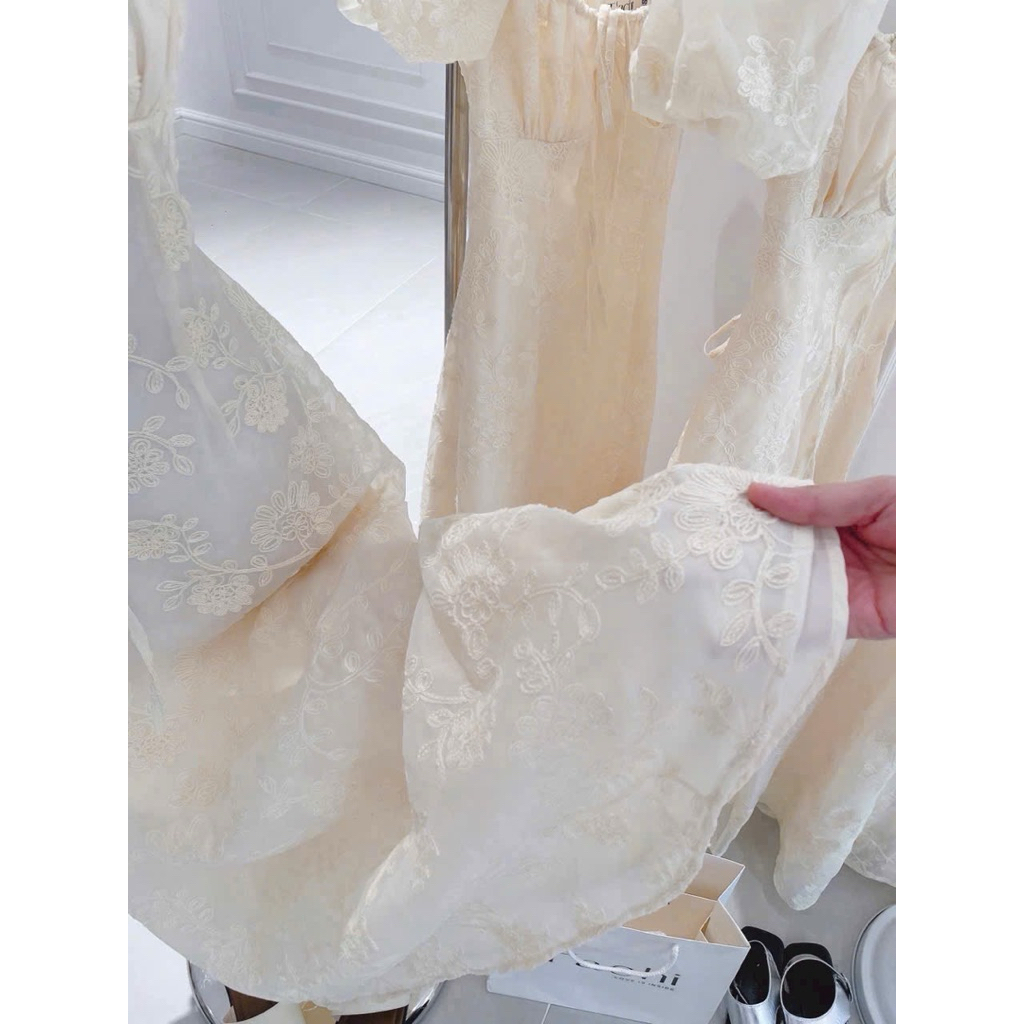 [BÈO BÉO BIGSIZE ] VÁY THIẾT KẾ MIDI NUDE REN HOA NỔI DÁNG XOÈ FORM BIGSIZE 60-90KG | BigBuy360 - bigbuy360.vn