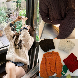   HÀNG QCCC Áo Len Cổ Tròn Vặn Thừng THE.BARNNET Form rộng chất len dày dặn siêu đẹp style Ulzzang-Dành Cho Nữ 