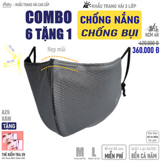  Khẩu trang vải chống tia UV 3 lớp chống nắng chống bụi mịn màu Xám có Nẹp Mũi Azumikichi - AZ5 
