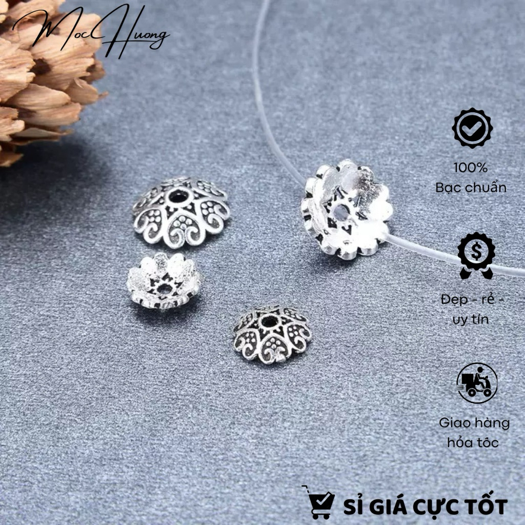 [S925] Set 2 Charm bạc ốp hoa cánh trái tim - MH023 MOCHUONG JEWELRY