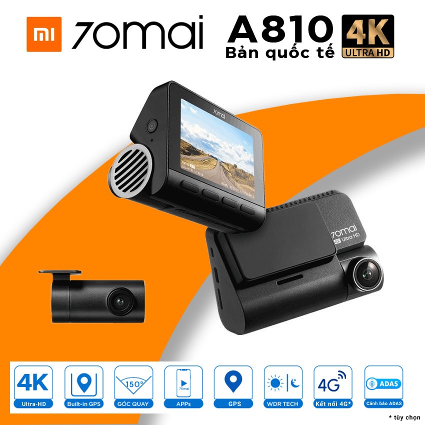 Camera hành trình 70MAI A810 128GB 4K Kèm kit 4G Quốc tế chính hãng SMEV PHÂN PHỐI