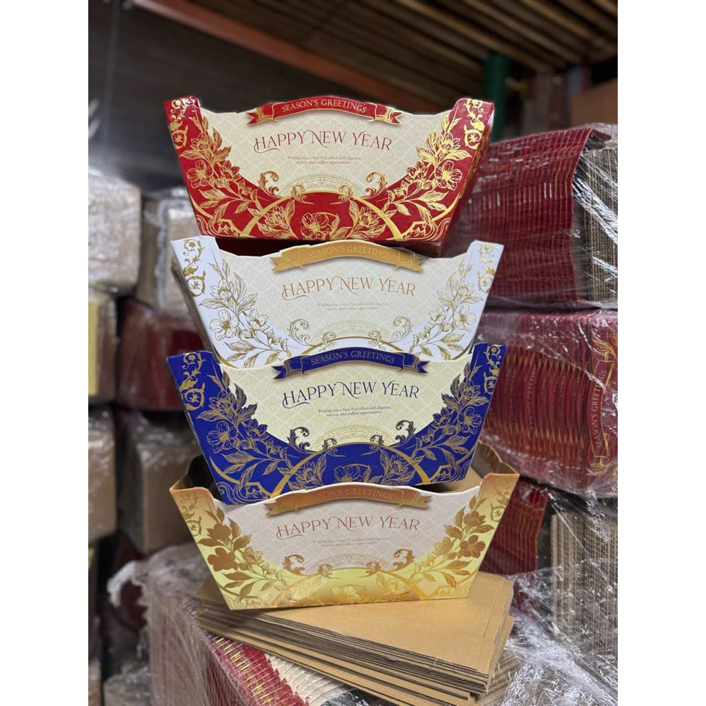 Happy new year Set 10 khay thuyền mẫu 2026 - Thiết kế hiện đại đa năng - Đựng quà lý tưởng cho dịp H