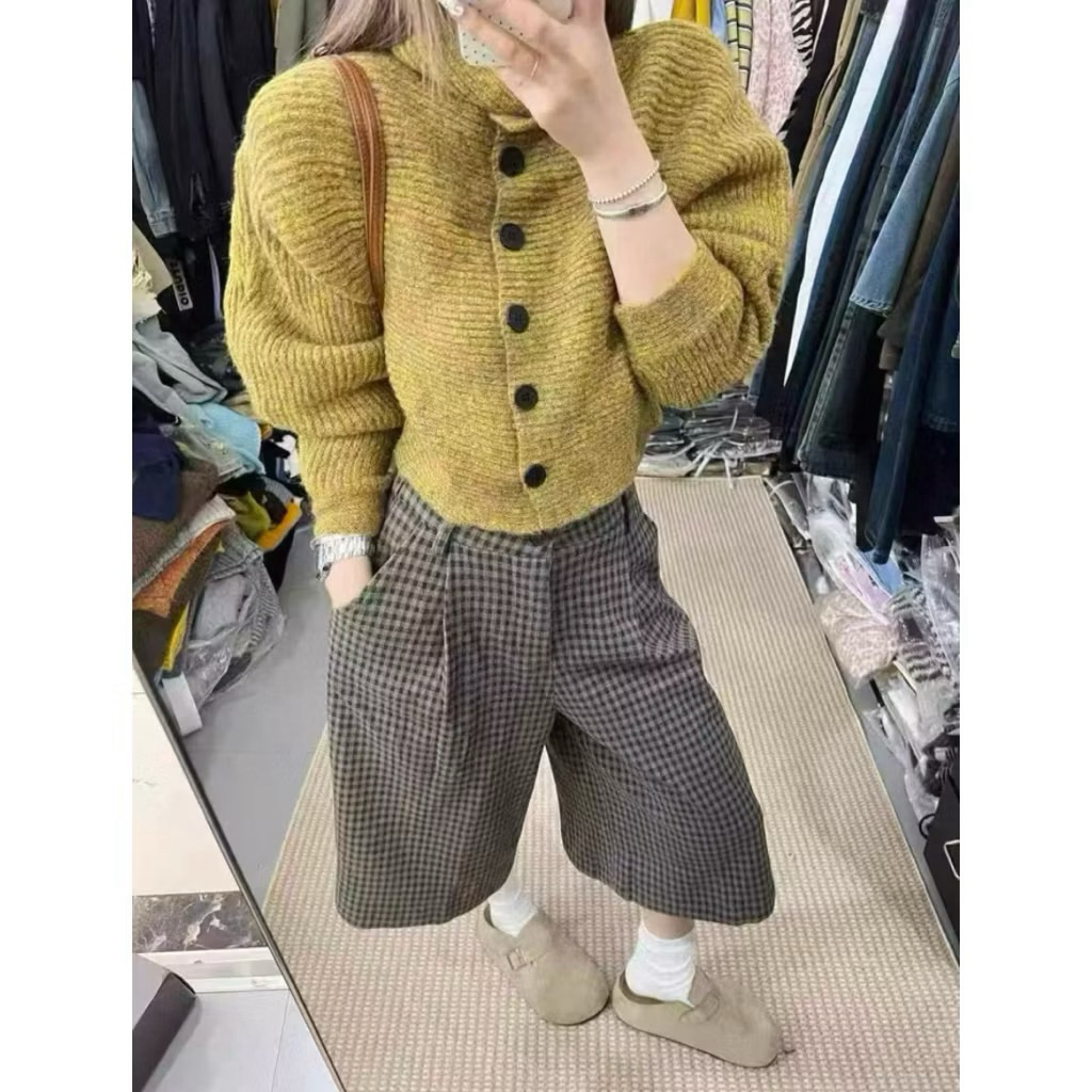 [Hàng Qc loại 1]Áo Len Lông Thỏ Dáng Cropto Cúc Dọc Cổ Cao”Velvet Yarn“style Ulzzang siêu xinh-Dành Cho Nữ | BigBuy360 - bigbuy360.vn