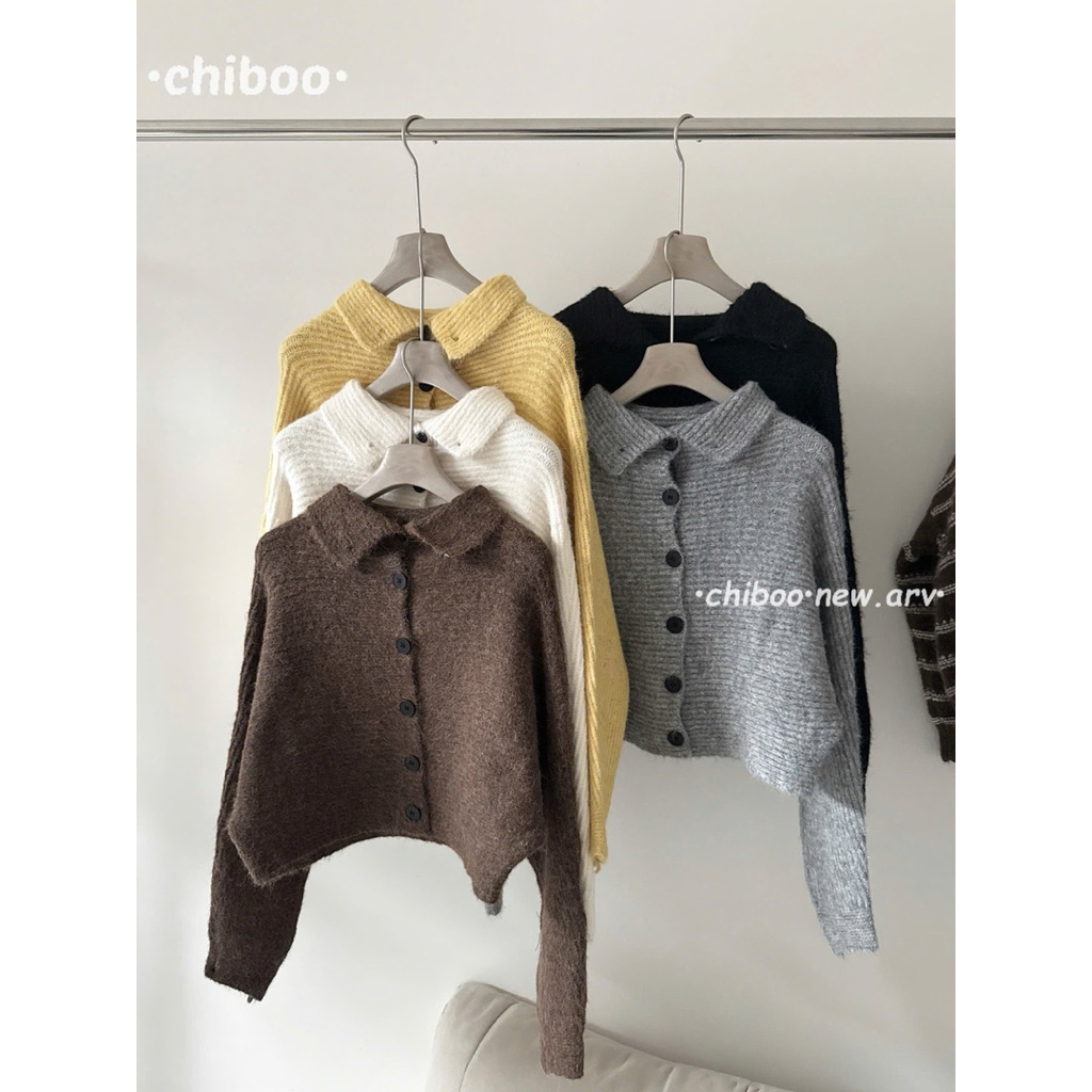 [Hàng Qc loại 1]Áo Len Lông Thỏ Dáng Cropto Cúc Dọc Cổ Cao”Velvet Yarn“style Ulzzang siêu xinh-Dành Cho Nữ | BigBuy360 - bigbuy360.vn