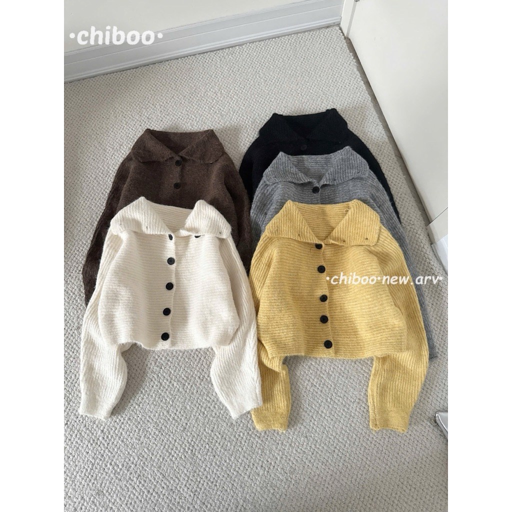[Hàng Qc loại 1]Áo Len Lông Thỏ Dáng Cropto Cúc Dọc Cổ Cao”Velvet Yarn“style Ulzzang siêu xinh-Dành Cho Nữ | BigBuy360 - bigbuy360.vn