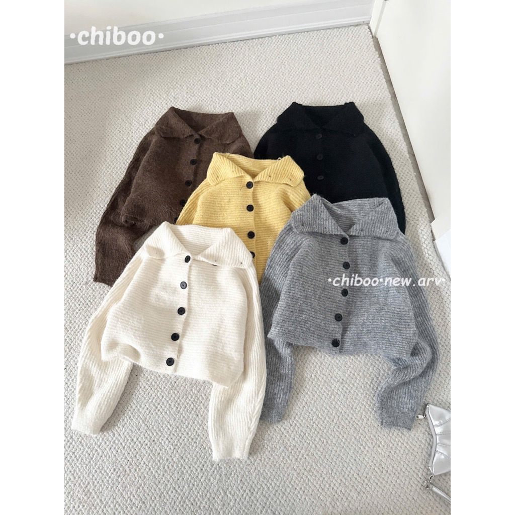 [Hàng Qc loại 1]Áo Len Lông Thỏ Dáng Cropto Cúc Dọc Cổ Cao”Velvet Yarn“style Ulzzang siêu xinh-Dành Cho Nữ | BigBuy360 - bigbuy360.vn
