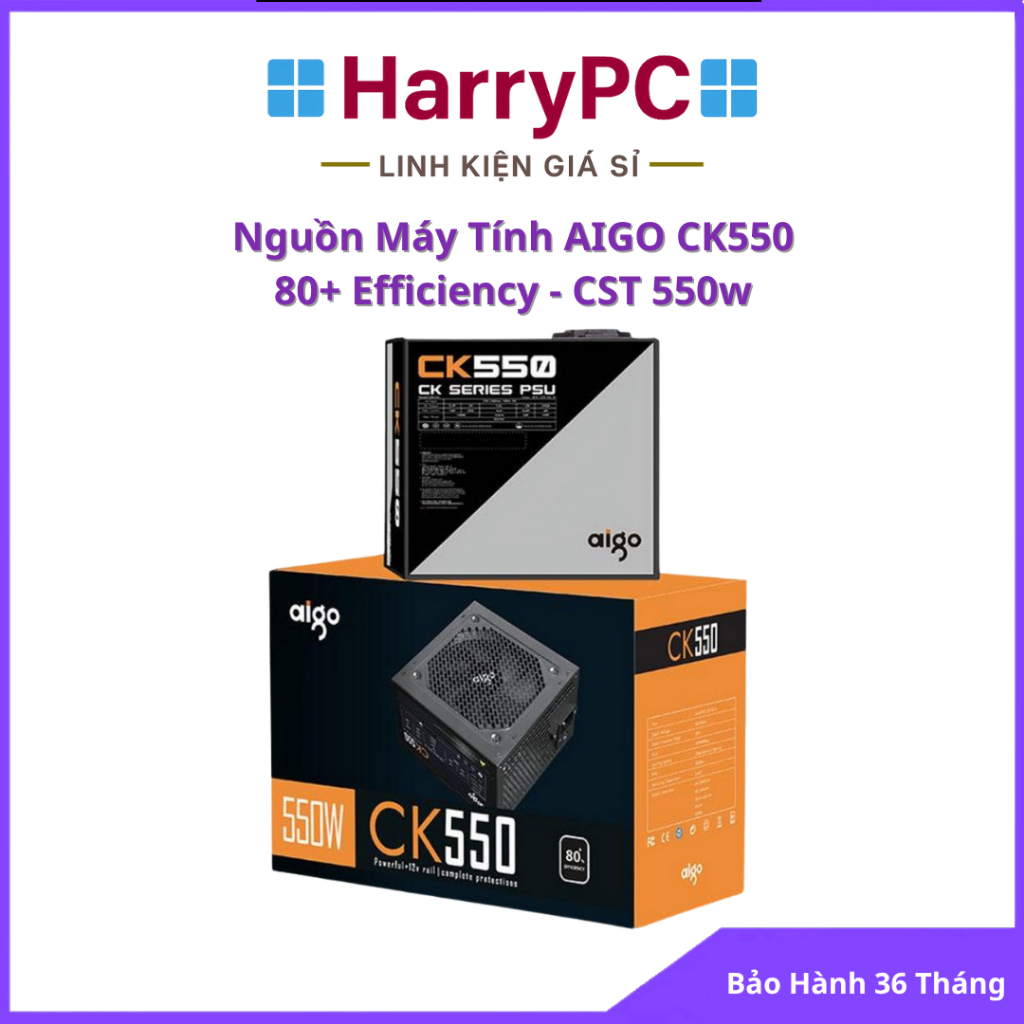 Nguồn Máy Tính AIGO CK550 550W – Chuẩn 80+ Efficiency | Giá Rẻ – Bền Bỉ – Đáng Mua