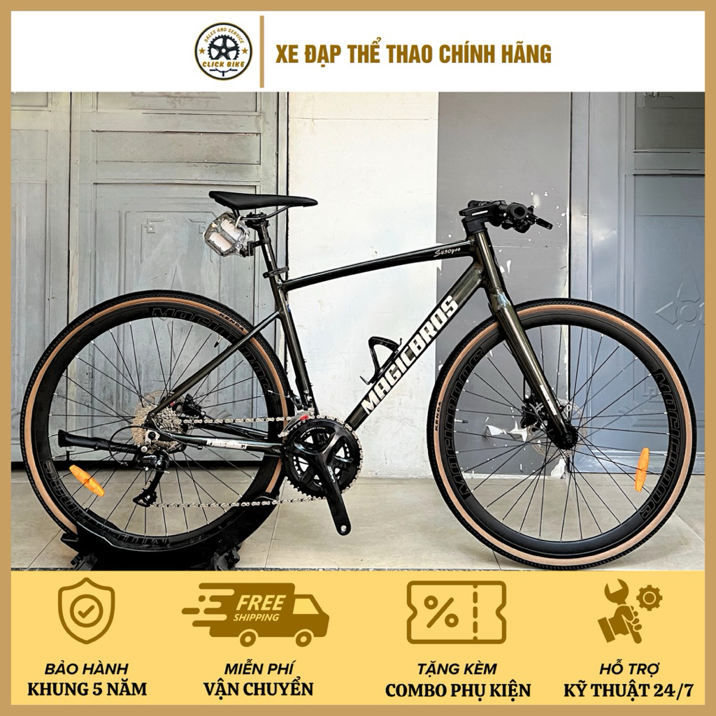 Xe đạp touring MAGICBROS S450 PRO 2026 | Group Shimano Sora R3000, Đùm ARC bạc đạn cối nổ