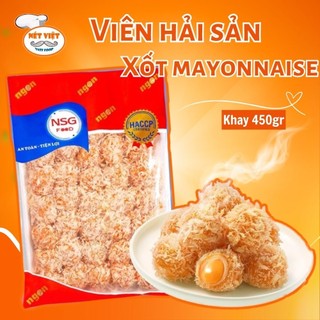  Viên Hải Sản Phô Mai Tẩm Xù Cam | Viên Hải sản Sốt Mayonnaise Ô ngon khay | 450gr 