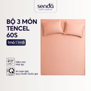  Bộ ga gối 3 món 1m6 1m8 Lụa Tencel Sen Đá Home Bedding cao cấp trơn màu set 2 vỏ gối 1 ga giường bo chun 