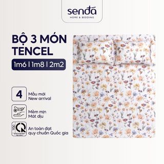  Bộ ga gối 3 món Lụa Tencel Sen Đá Home Bedding cao cấp họa tiết set 2 vỏ gối 1 ga giường bo chun 1m6 1m8 2m 2m2 