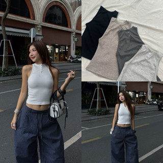  RIBY TOP - Áo Ba Lỗ DEROSE Cổ Cao Mang Được 2 Mặt Vải Gân Cotton Mềm Nữ Nách Sâu Ôm Thoải Mái 