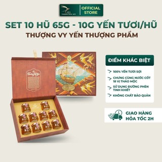  Set Quà 10 Hũ Yến Sào  Cao Cấp Chưng Sẵn Thượng Phẩm CiCi Thượng Đỉnh Yến nguyên chất yến sào Khánh Hòa Hộp Quà Cao Cấp 