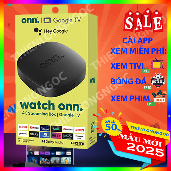 Onn 4K Tivi Box Google TV 2025 Android box HDR Google Chrome Cast Netflix