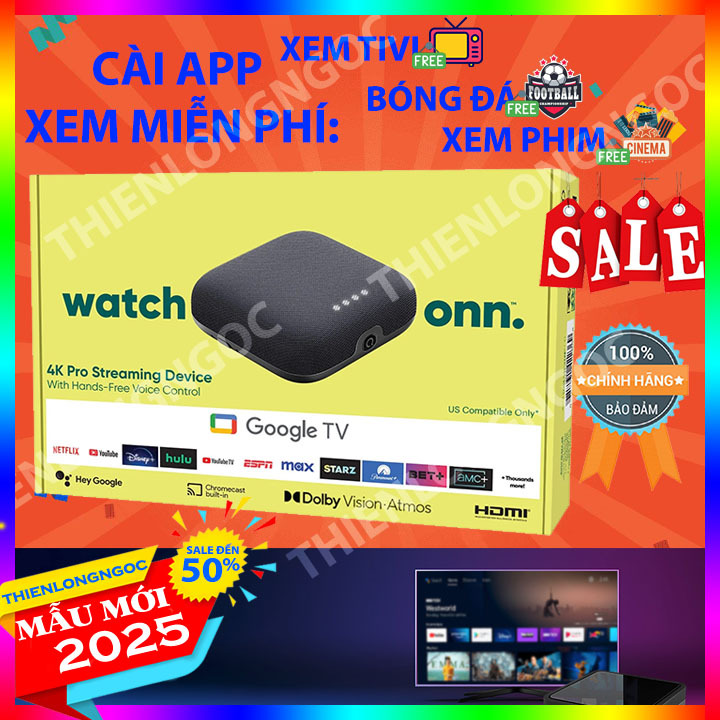 Onn box pro 2025 4K Google TV Pro phiên bản 2025 mới UHD Smart Hub Netflix