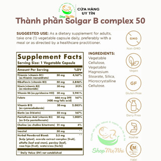 Viên solgar b complex 50 và b complex 100.