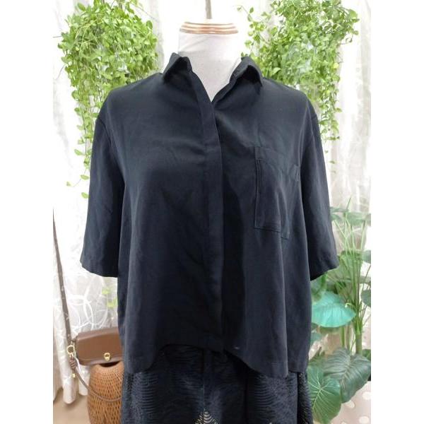 LIBÉ WORKSHOP thanh lý - Áo sơ mi đen tay cộc bymo - SIZE M