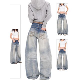   Tất cả lót lông Quần jean ống rộng ấm áp dành cho nữ với thiết kế thương hiệu bằng da nhung quần ống đứng rộng và dày 