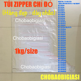 {1kg/size} TÚI ZIPPER CHỈ ĐỎ, túi díp có 38 size hàng đẹp, dày dặn, chắc chắn đựng bánh, hạt, bột, thực phẩm (SP y hình)