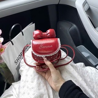 Túi Đeo Chéo Mini Size 12 Cho Bé Gái – Hoạ Tiết Nơ Phối Ren Siêu Xinh – MNB01