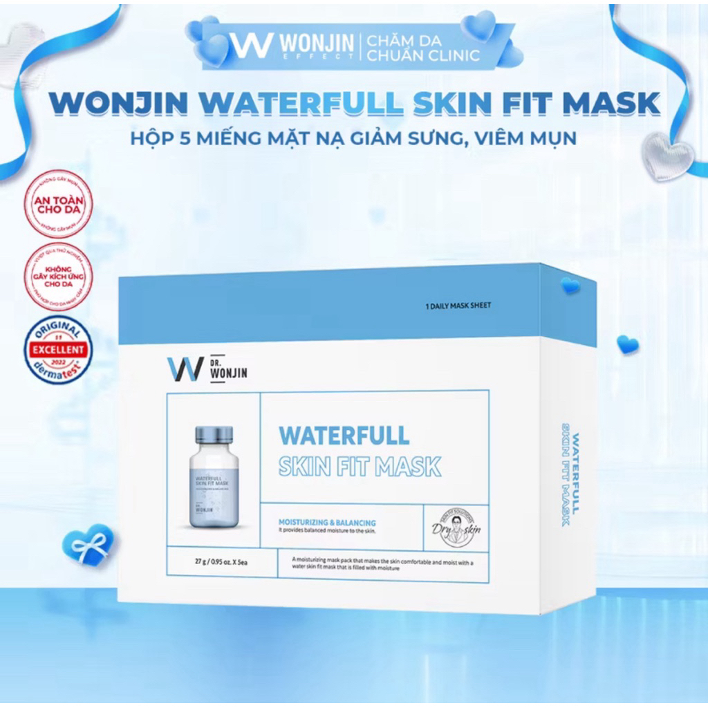 [MUỐN PASS] combo 5 hộp mặt nạ dưỡng da wonjin waterfull ( có hộp, còn mới, pass do k hợp)