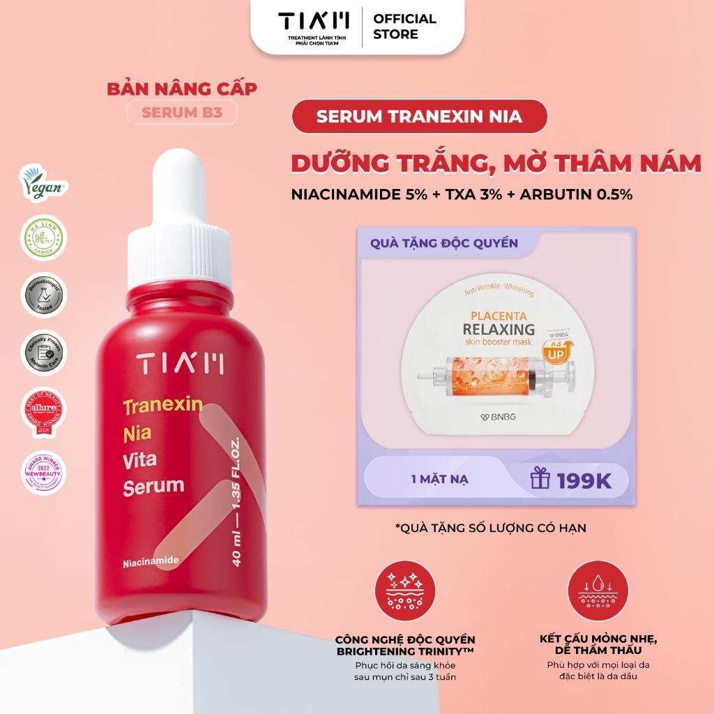  Serum Dưỡng Trắng Mờ Thâm Nám Tia’m Tranexin Nia Vita Serum 40ml 
