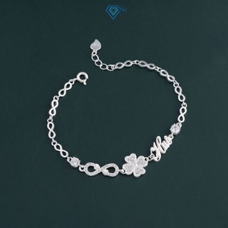  Lắc tay bạc nữ cỏ 4 lá hình vô cực đính đá cao cấp trang sức bạc 925 khắc tên theo yêu cầu LTN0330 - Trang Sức TNJ 