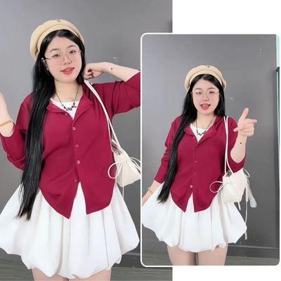 Áo Thun Bigsize Nữ Áo Khoác Mỏng Cardigan Tay Dài Nữ Tính Vải Co Giãn Cho Chubby A310